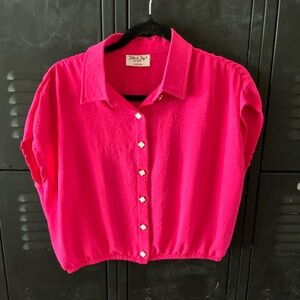 Pink Button-Up Women's Cropped Top